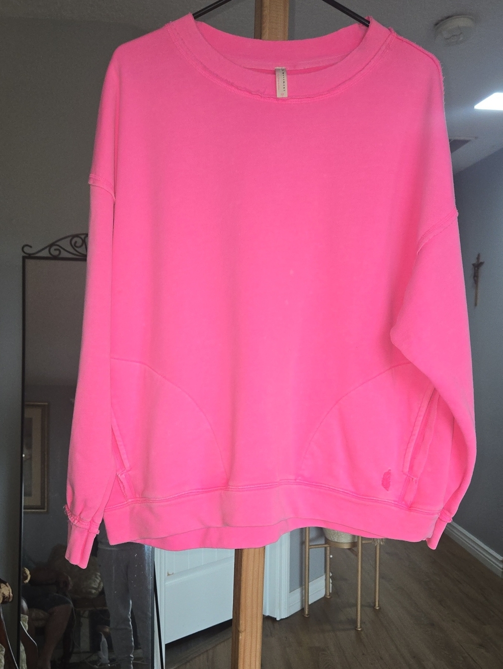Free People Neon Pink Crewneck Sweatshirt